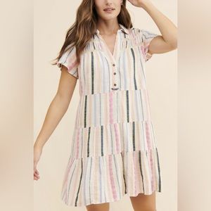Anthropologie Georgina Tiered Shirtdress Stripe